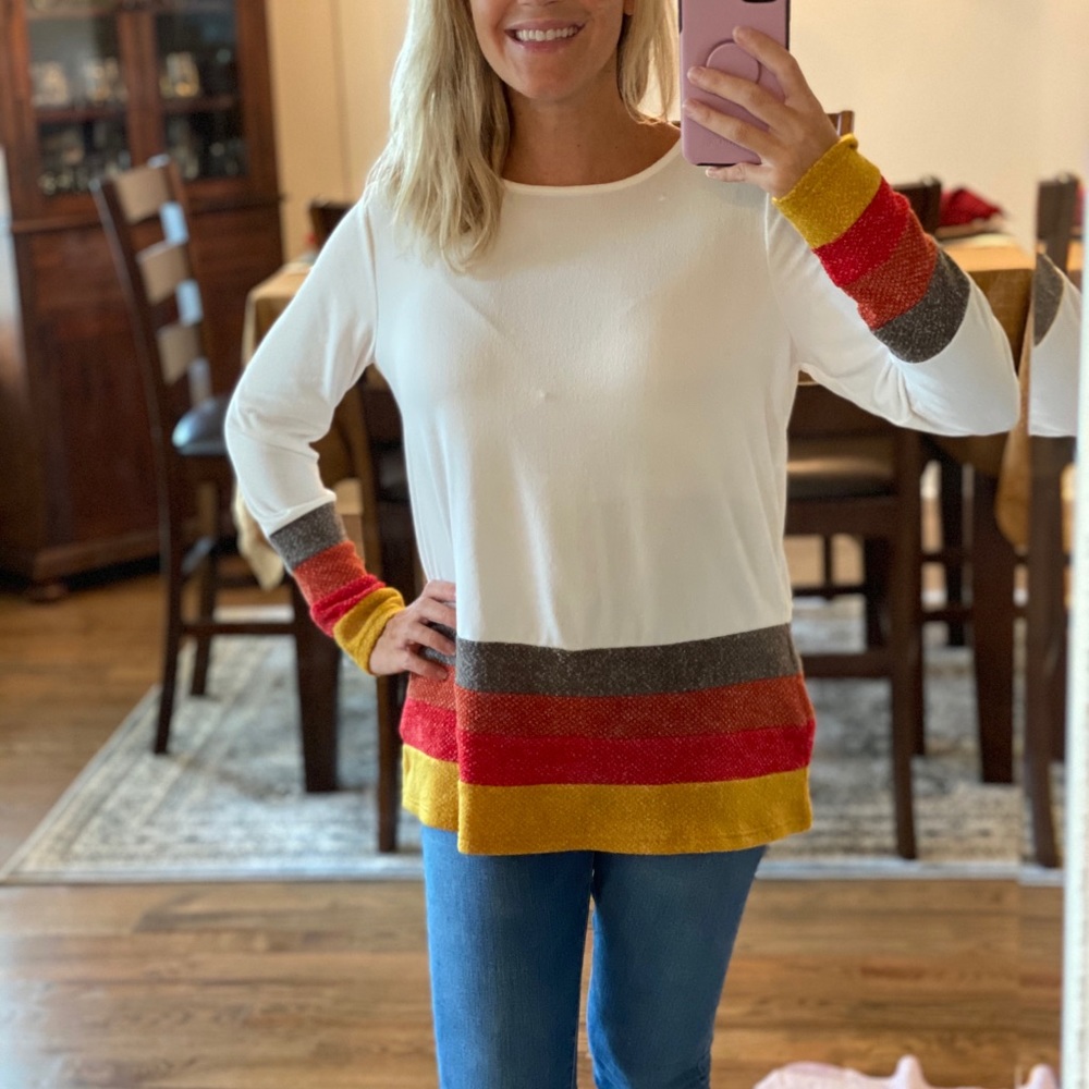 *last one. Colorblock lightweight sweater.